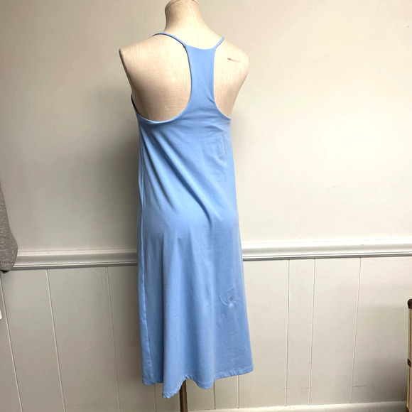 Susana Monaco Fitted Light Blue Spaghetti Strap Midi Dress Sz M - Picture 3 of 5